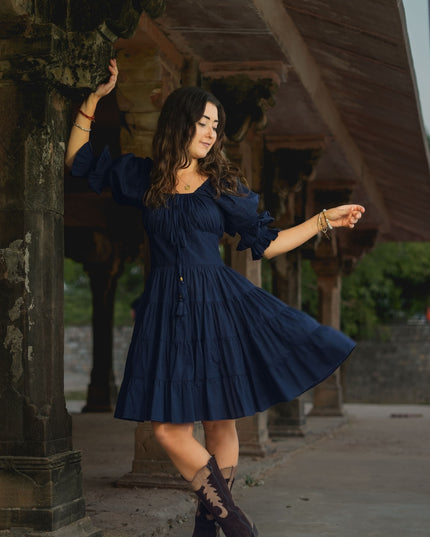 Korte Vaiana Jurk Marine