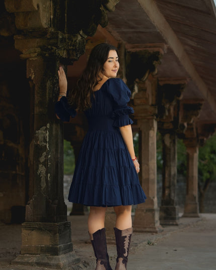 Korte Vaiana Jurk Marine