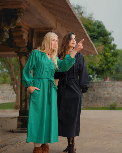 Elora overhemd jurk Groen