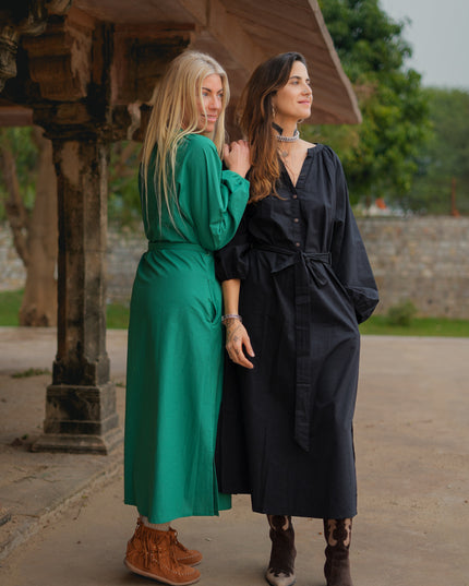 Elora overhemd jurk Groen