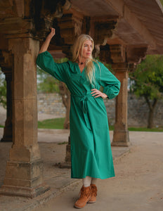 Elora overhemd jurk Groen