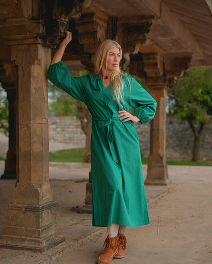 Elora overhemd jurk Groen