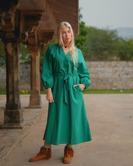 Elora overhemd jurk Groen