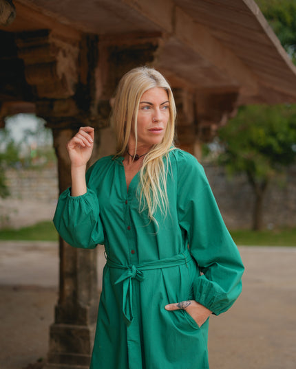 Elora overhemd jurk Groen