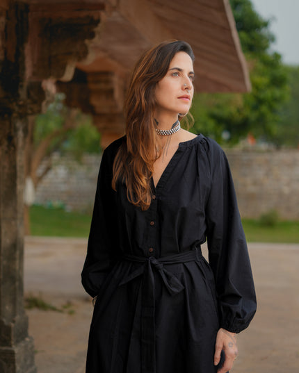 Elora overhemd jurk Zwart