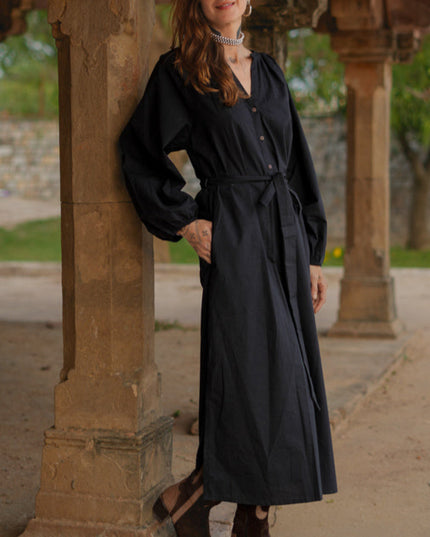 Elora overhemd jurk Zwart
