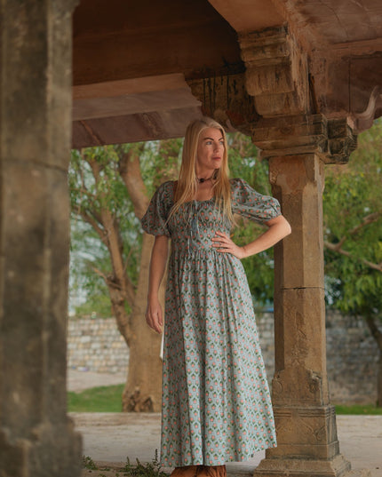 Grace Jurk Print lichtblauw