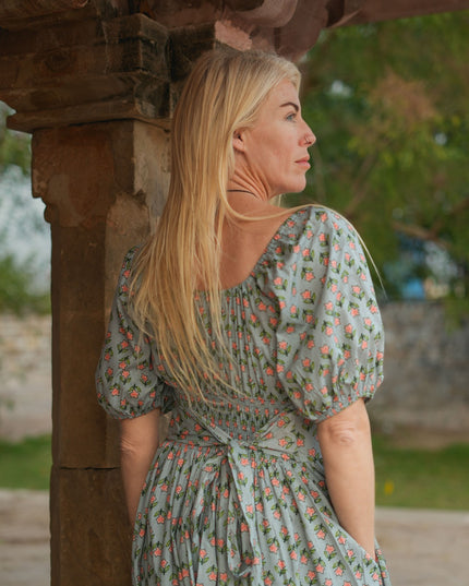 Grace Jurk Print lichtblauw