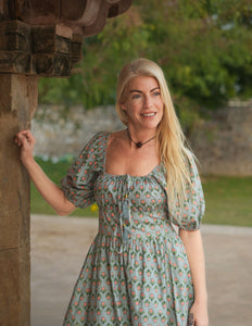 Grace Jurk Print lichtblauw