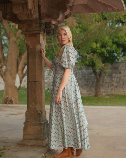 Grace Jurk Print lichtblauw