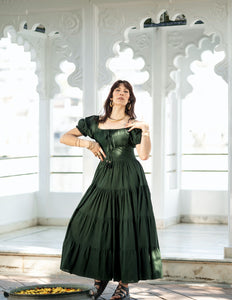 Vaiana Zomerjurk - Korte mouw Donkergroen