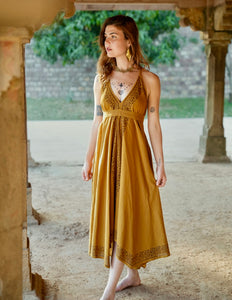 Ancient Whispers summer dress Ochre yellow