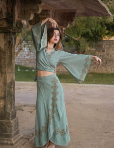 Mystic Mesa Wrap Top Jade Green