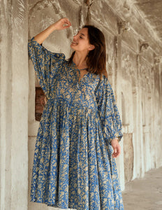 Fay Dress Handblock Blue