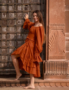Midi Vaiana Kleid in warmem Orange