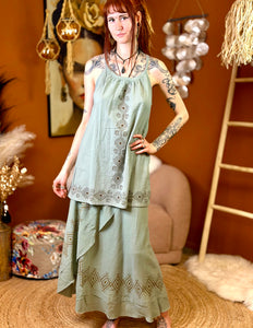 Earth Song lange zomertop Jadegroen