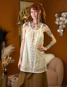 Earth Song lange zomertop Gebroken Wit