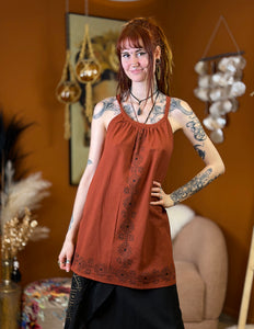 Earth Song lange zomertop Warm Terracotta