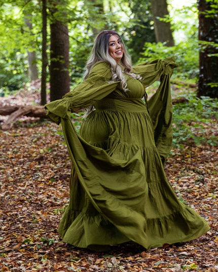 Vaiana Lange Jurk Olijfgroen