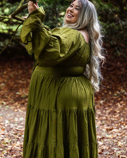 Vaiana Lange Jurk Olijfgroen