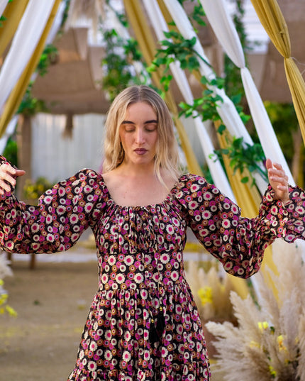 Vaiana Lange Jurk Print Zwart