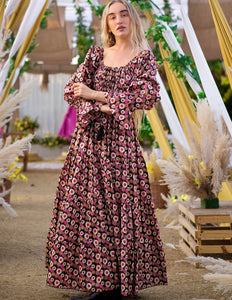 Vaiana Lange Jurk Print Zwart