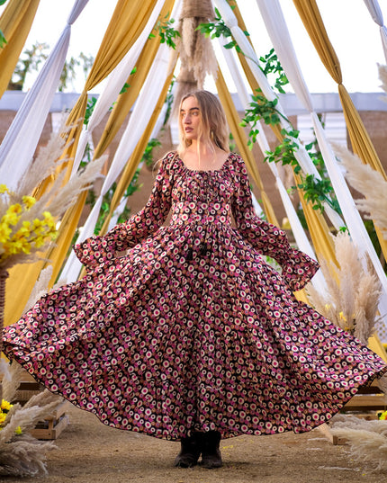 Vaiana Lange Jurk Print Zwart