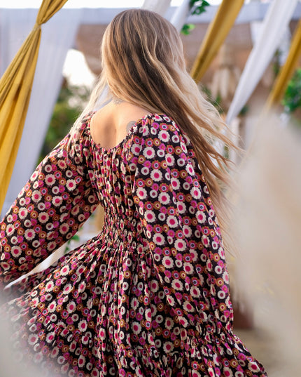 Vaiana Lange Jurk Print Zwart