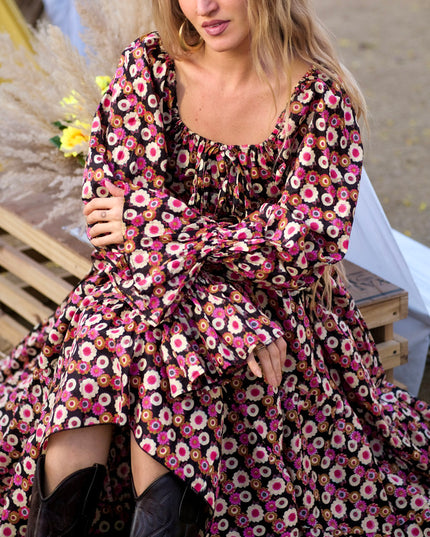 Vaiana Lange Jurk Print Zwart