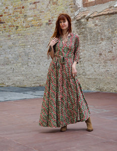 Simir Wrap dress green / burgundy