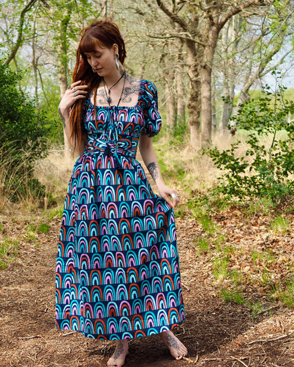 Grace Jurk Print Regenboog Blauw