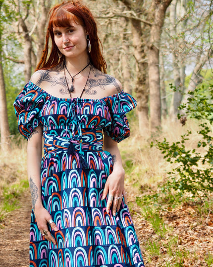 Grace Jurk Print Regenboog Blauw