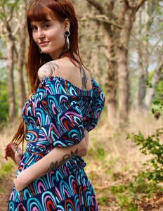 Grace Jurk Print Regenboog Blauw