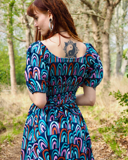 Grace Jurk Print Regenboog Blauw