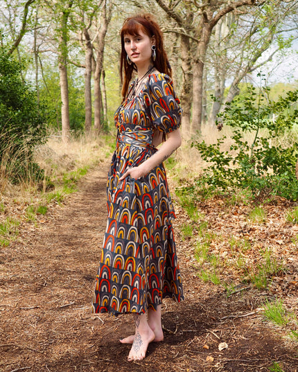 Grace Jurk Print Regenboog Grijs