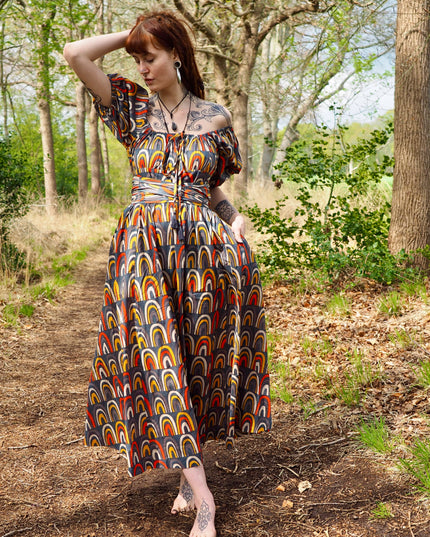 Grace Jurk Print Regenboog Grijs