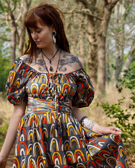 Grace Jurk Print Regenboog Grijs