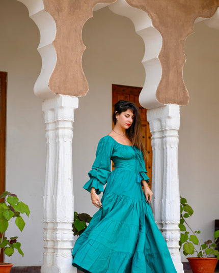 Vaiana Lange Jurk Turquoise