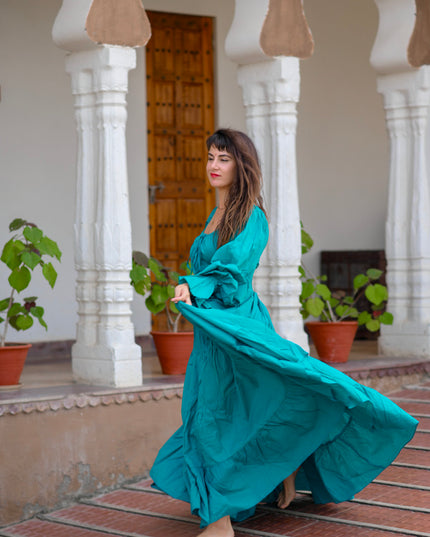 Vaiana Lange Jurk Turquoise