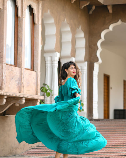 Vaiana Lange Jurk Turquoise