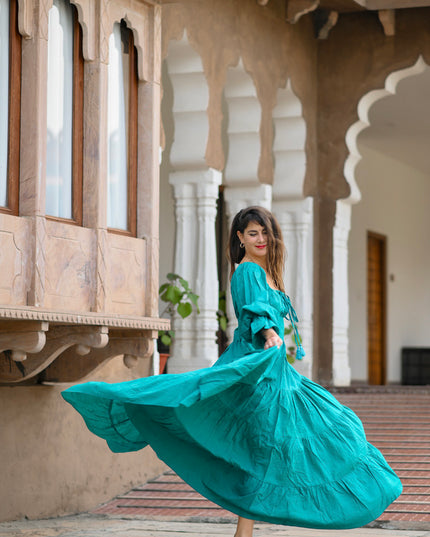 Vaiana Lange Jurk Turquoise