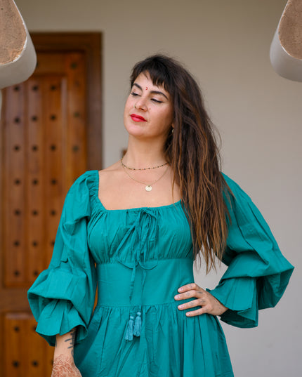 Vaiana Lange Jurk Turquoise