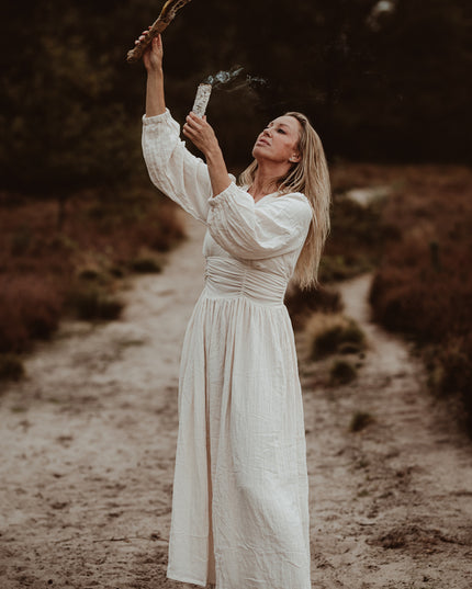 Rani Lange jurk Roomwit