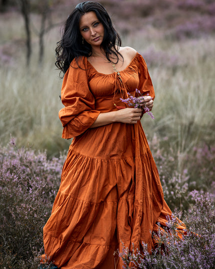 Vaiana Lange Jurk Warm Oranje