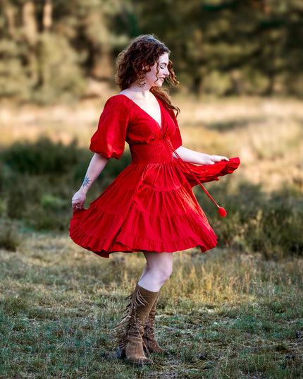 Tara Jurk Kort Knalrood