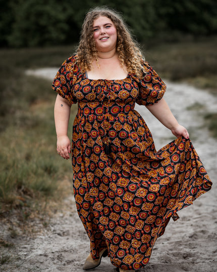 Grace Jurk Print Zwart