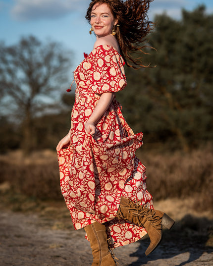 Grace Jurk Print Rood bloemen