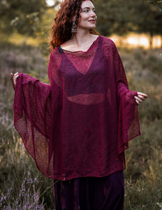 Poncho Kastanienbraun Rot