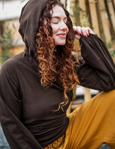 Hooded Vest Sweater Dark Brown