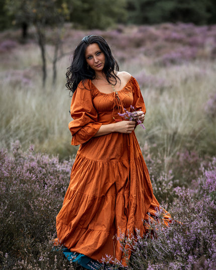 Vaiana Lange Jurk Warm Oranje